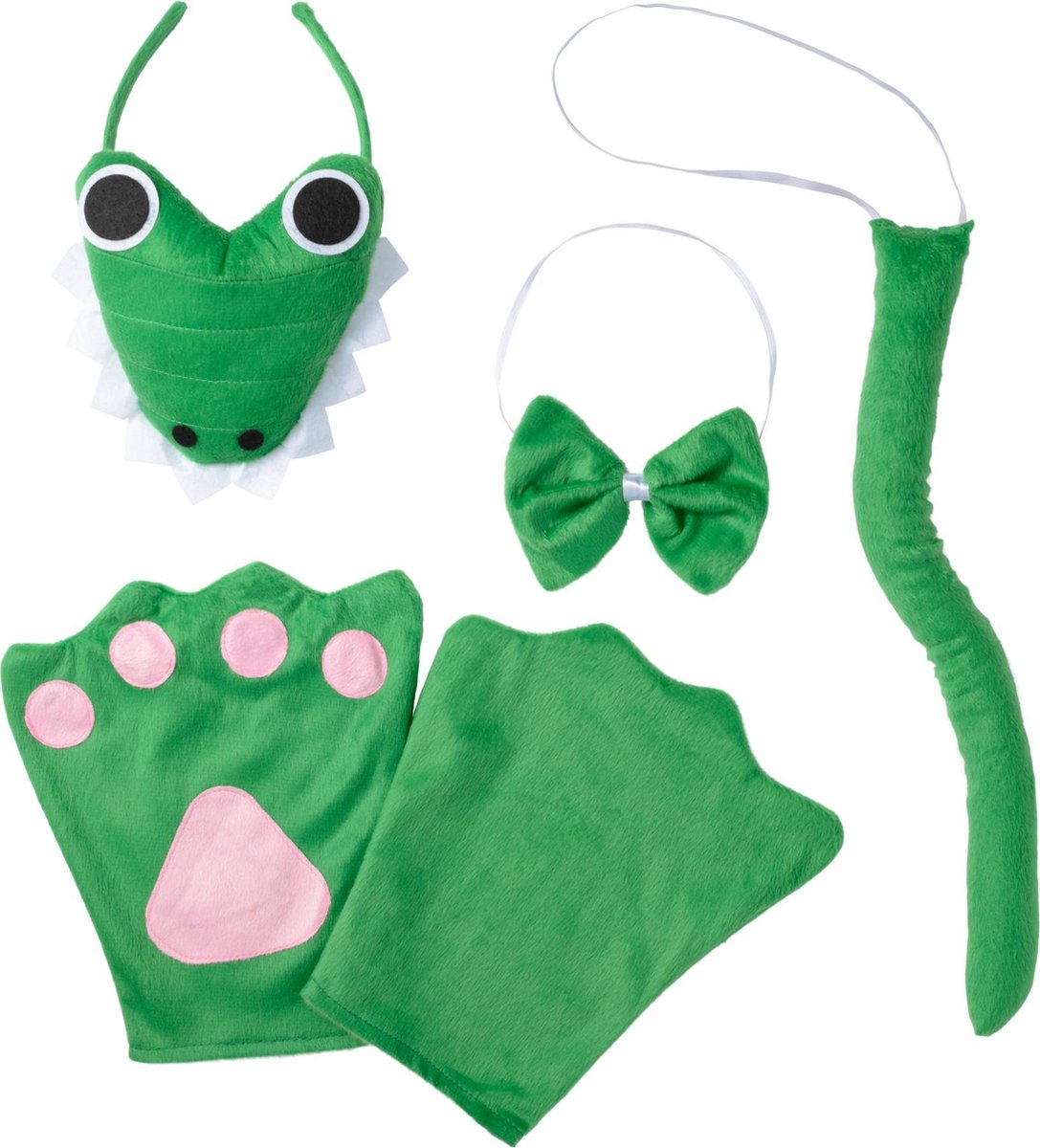 dressforfun - Accessoireset krokodil Kinderen - verkleedkleding kostuum halloween verkleden feestkleding carnavalskleding carnaval feestkledij partykleding - 302031