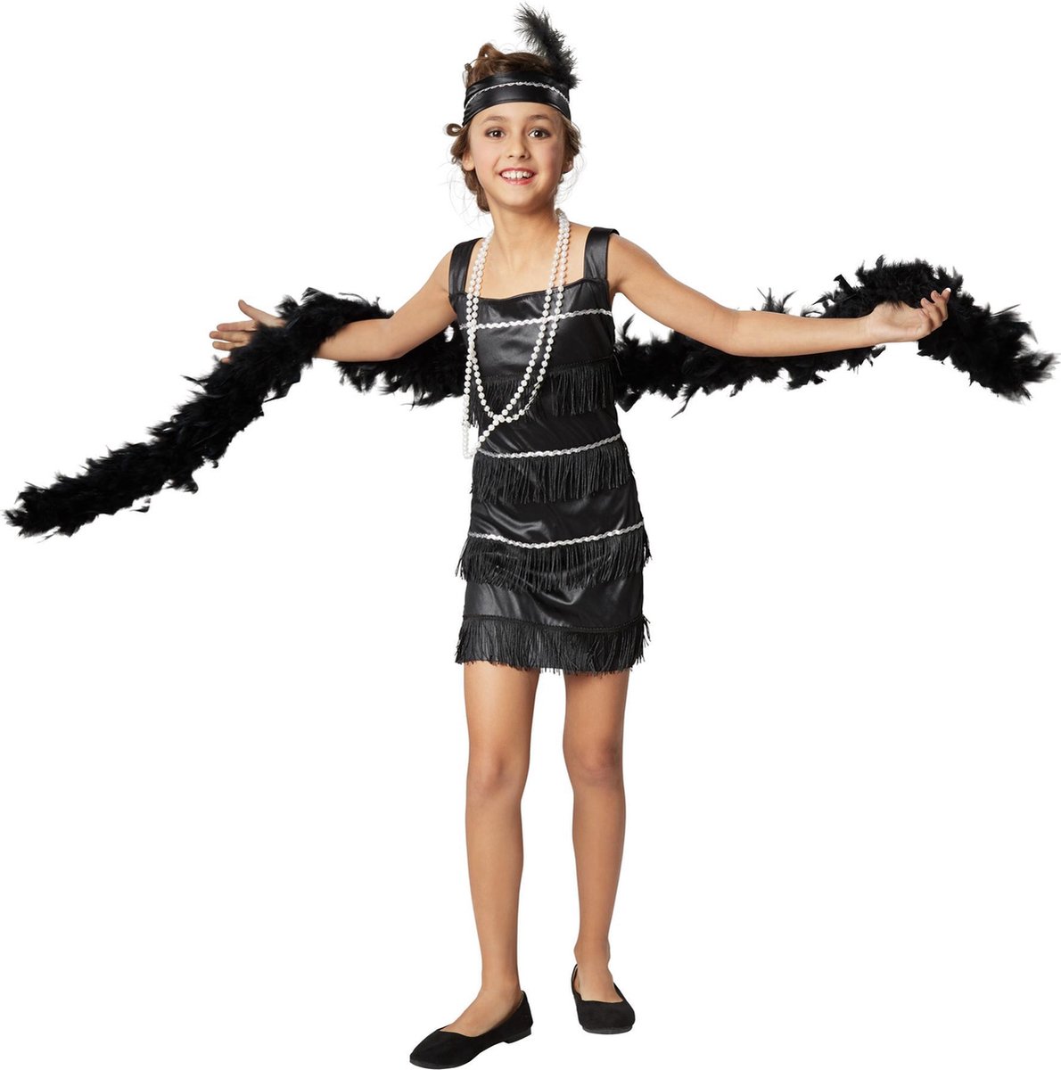 dressforfun - Charlston Queen 140 (9-10y) - verkleedkleding kostuum halloween verkleden feestkleding carnavalskleding carnaval feestkledij partykleding - 301570