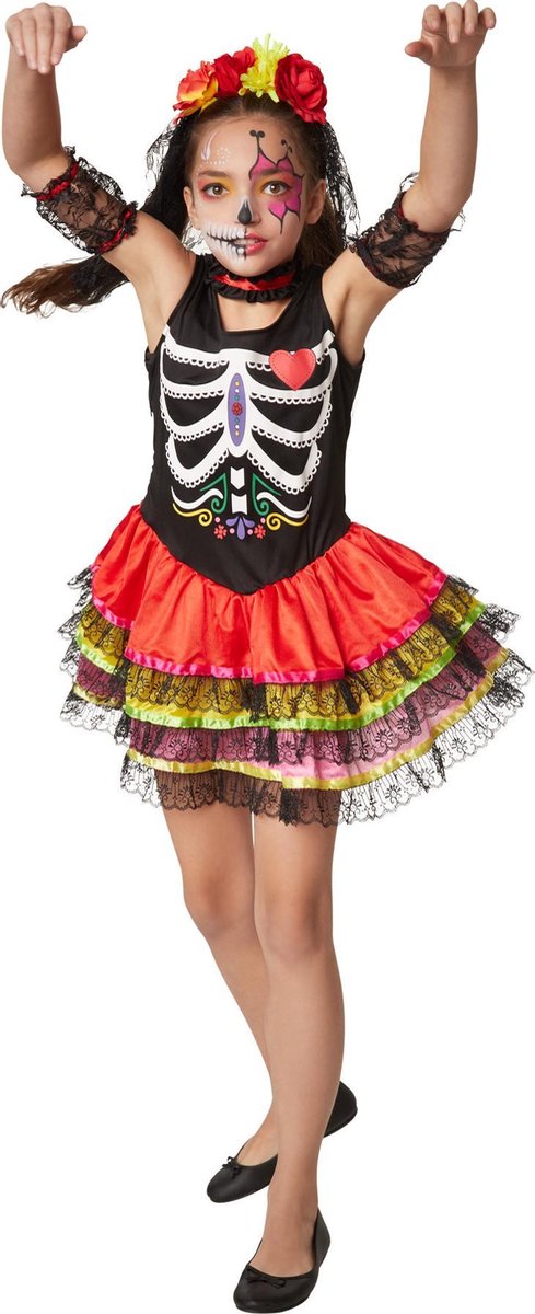 dressforfun - Griezelige Mexicaanse 116 (5-6y) - verkleedkleding kostuum halloween verkleden feestkleding carnavalskleding carnaval feestkledij partykleding - 301990