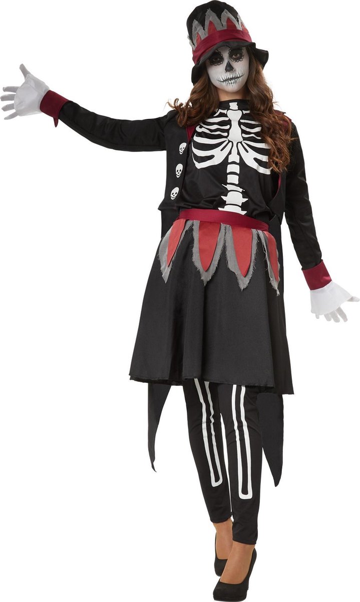 dressforfun - Griezelige Skull Lady S - verkleedkleding kostuum halloween verkleden feestkleding carnavalskleding carnaval feestkledij partykleding - 302412