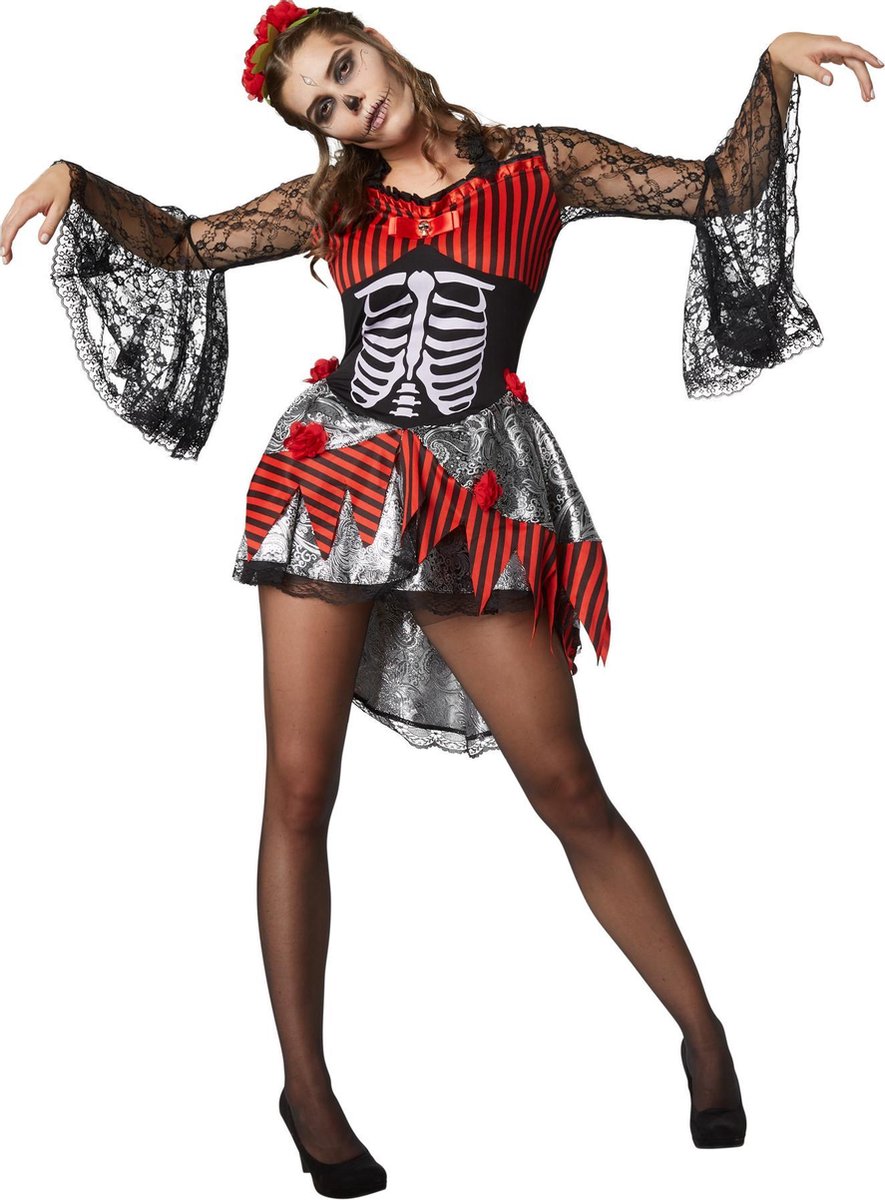 dressforfun - Griezelige danseres L - verkleedkleding kostuum halloween verkleden feestkleding carnavalskleding carnaval feestkledij partykleding - 302002