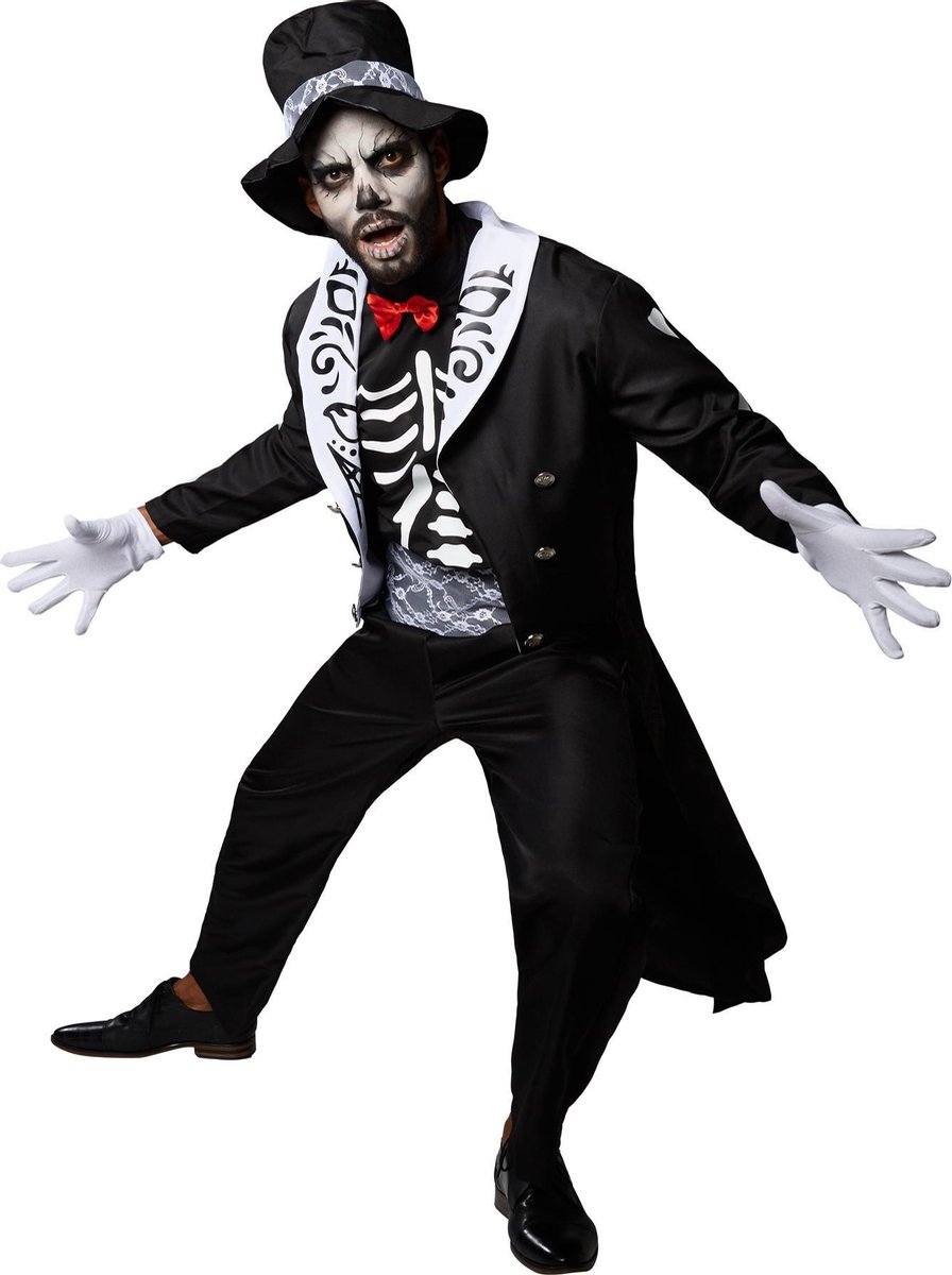 dressforfun - Griezelige gentleman M - verkleedkleding kostuum halloween verkleden feestkleding carnavalskleding carnaval feestkledij partykleding - 302021