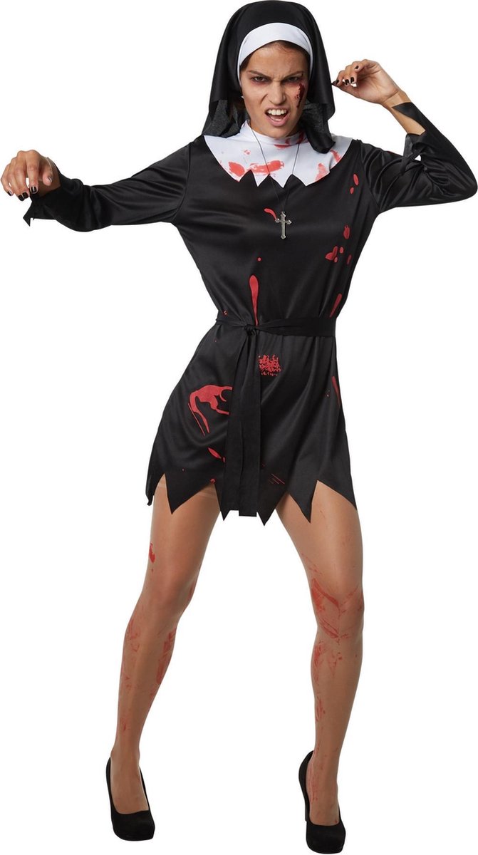 dressforfun - Griezelige non XL - verkleedkleding kostuum halloween verkleden feestkleding carnavalskleding carnaval feestkledij partykleding - 302258