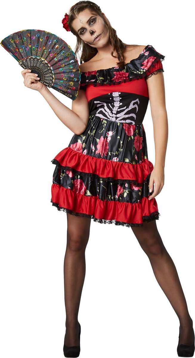 dressforfun - Griezelige señorita L - verkleedkleding kostuum halloween verkleden feestkleding carnavalskleding carnaval feestkledij partykleding - 302012