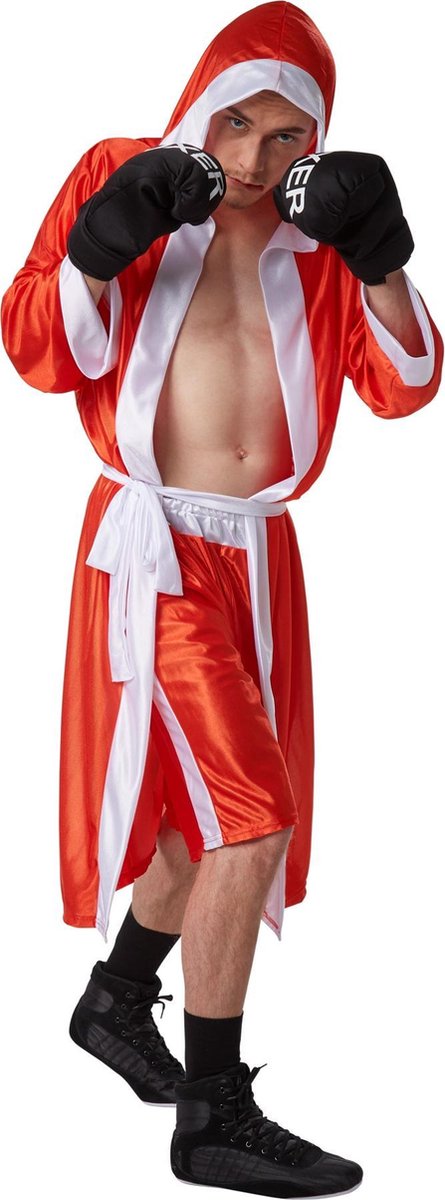 dressforfun - Herenkostuum bokser rood / wit L - verkleedkleding kostuum halloween verkleden feestkleding carnavalskleding carnaval feestkledij partykleding - 301836