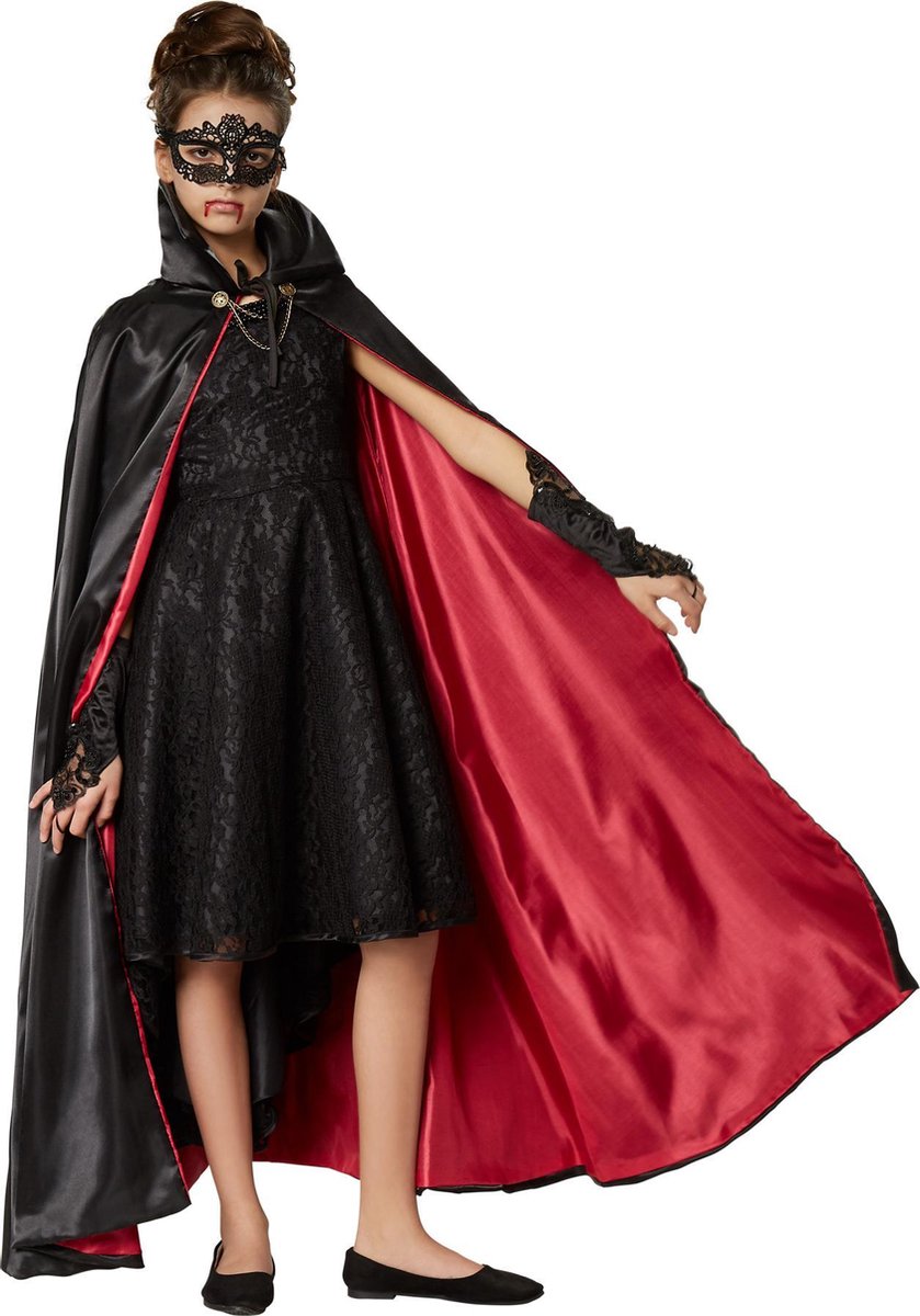 dressforfun - Kinderkostuum sierlijke vampiercape 74 cm - verkleedkleding kostuum halloween verkleden feestkleding carnavalskleding carnaval feestkledij partykleding - 301839