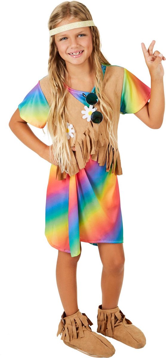 dressforfun - Meisjeskostuum bloemenkind 104 (3-4y) - verkleedkleding kostuum halloween verkleden feestkleding carnavalskleding carnaval feestkledij partykleding - 300899