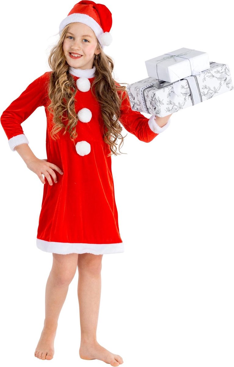 dressforfun - Meisjeskostuum kerstelf 128 (8-10y) - verkleedkleding kostuum halloween verkleden feestkleding carnavalskleding carnaval feestkledij partykleding - 300287