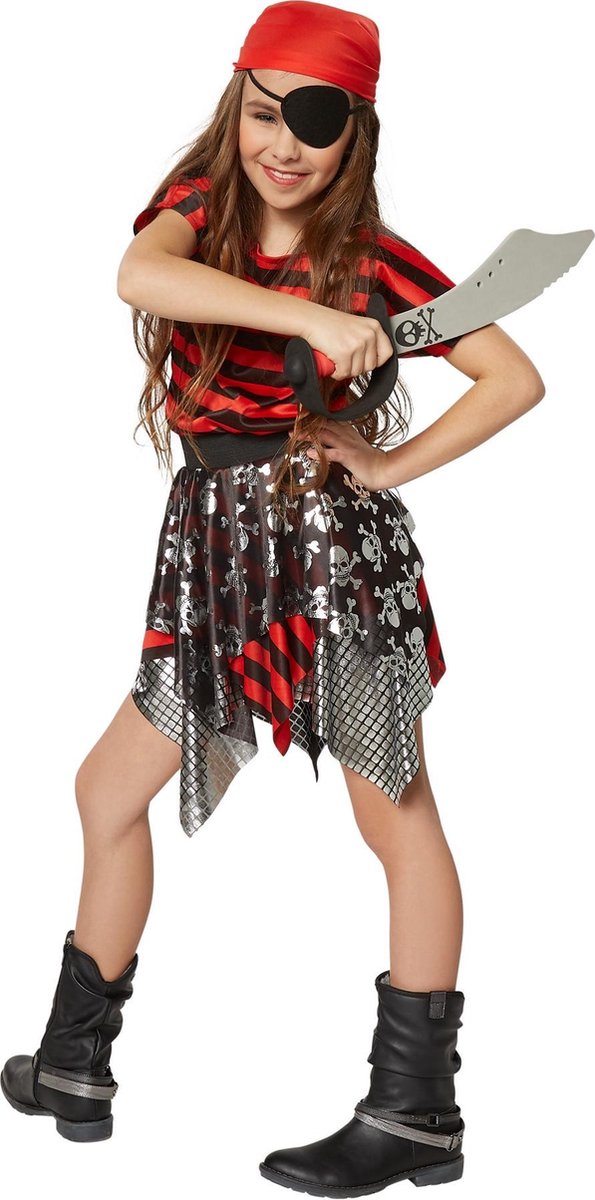 dressforfun - Meisjeskostuum kleine zeeroofster 116 (5-6y) - verkleedkleding kostuum halloween verkleden feestkleding carnavalskleding carnaval feestkledij partykleding - 301753