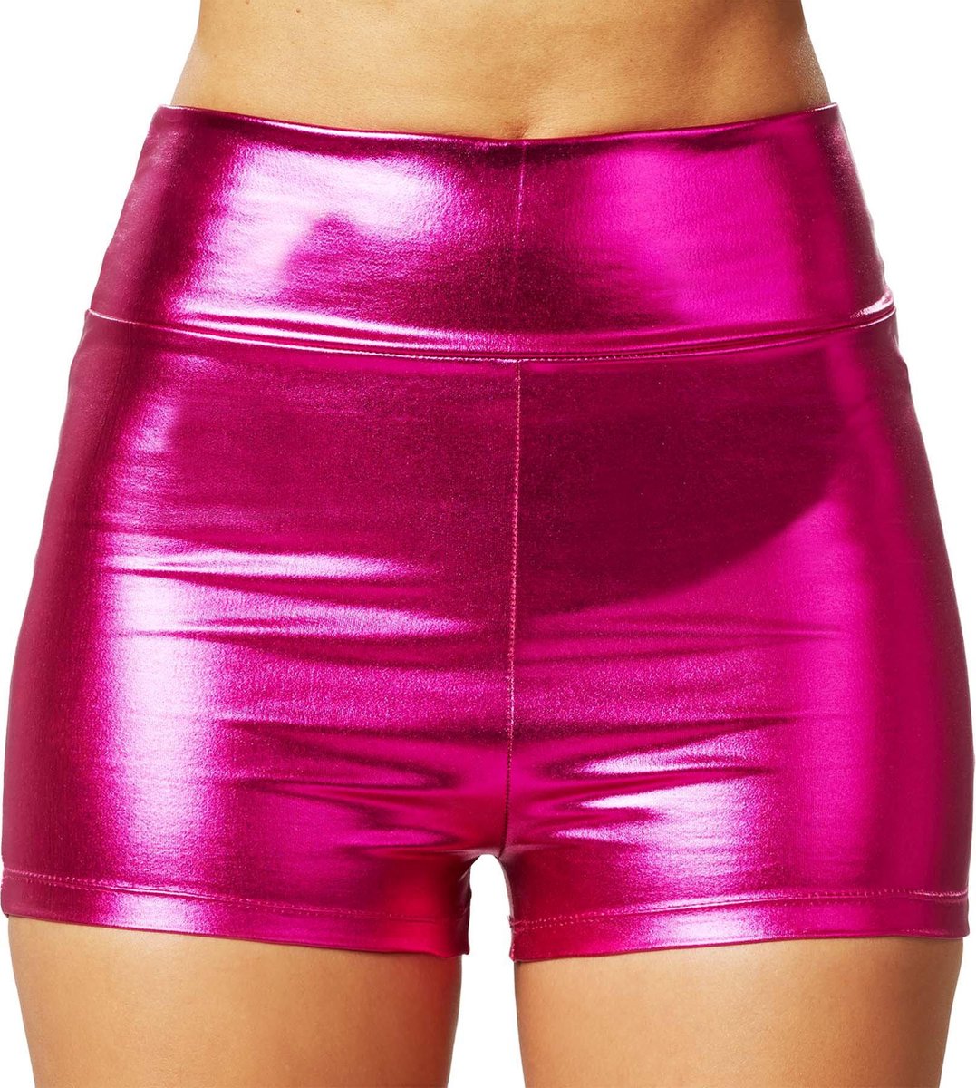 dressforfun - Metallic hotpants pink S - verkleedkleding kostuum halloween verkleden feestkleding carnavalskleding carnaval feestkledij partykleding - 303587