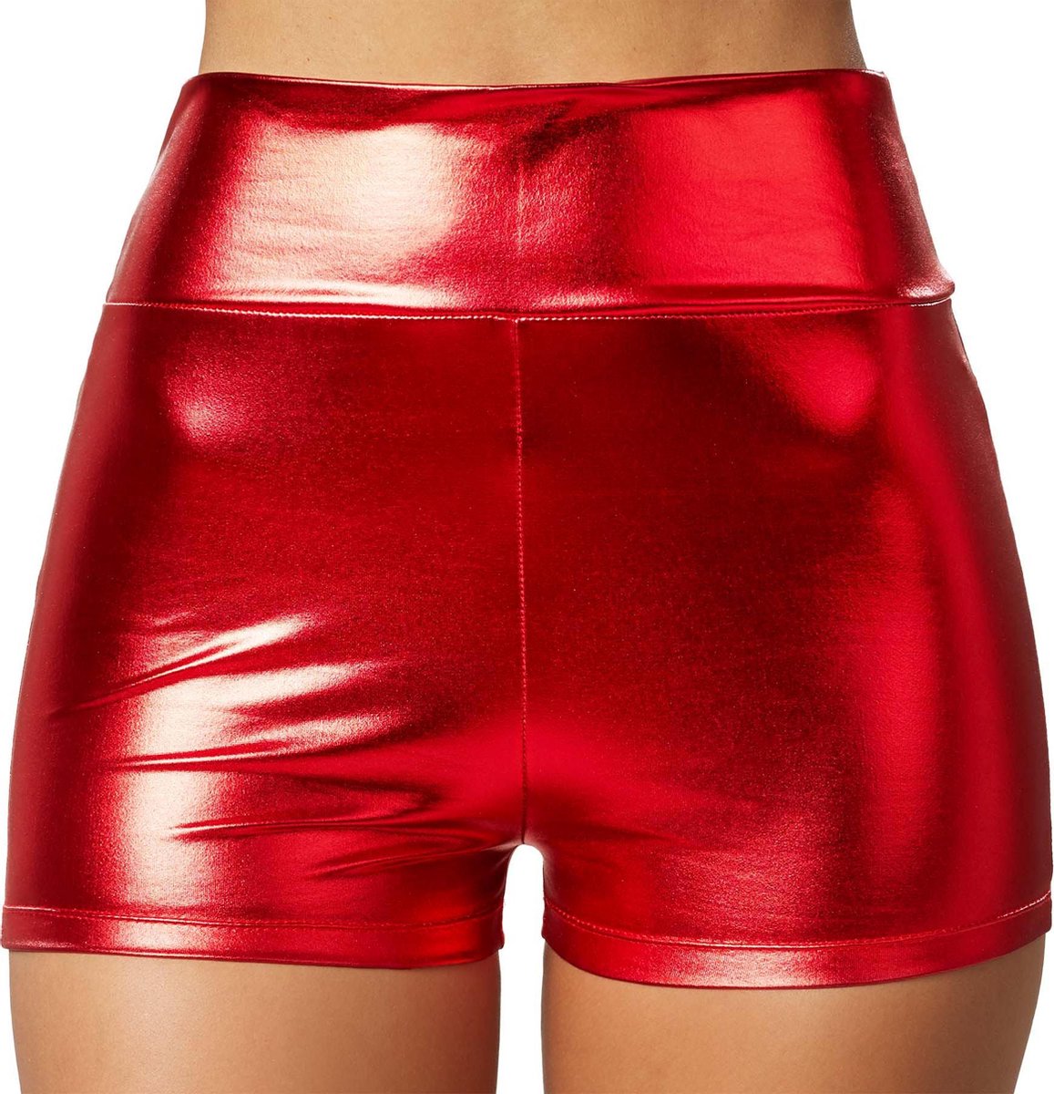 dressforfun - Metallic hotpants rood L - verkleedkleding kostuum halloween verkleden feestkleding carnavalskleding carnaval feestkledij partykleding - 303584