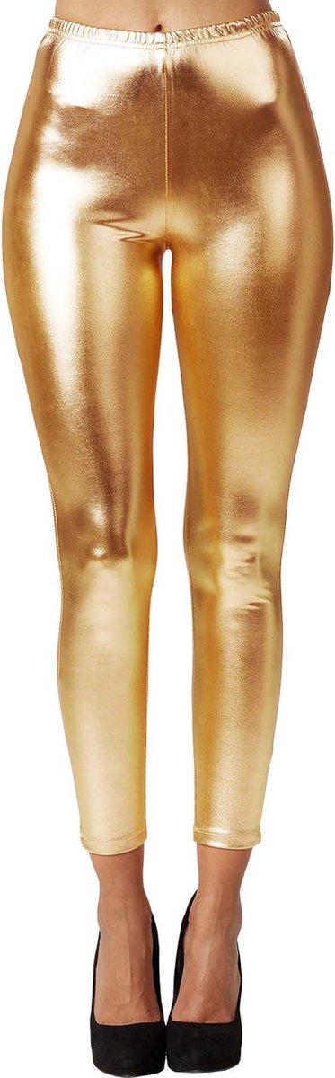 dressforfun - Metallic legging goud L - verkleedkleding kostuum halloween verkleden feestkleding carnavalskleding carnaval feestkledij partykleding - 303594