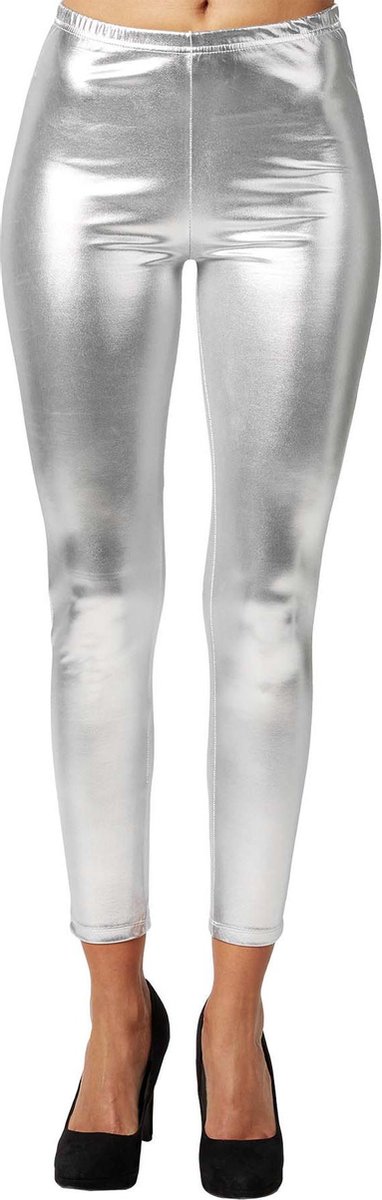 dressforfun - Metallic legging zilver XL - verkleedkleding kostuum halloween verkleden feestkleding carnavalskleding carnaval feestkledij partykleding - 303600