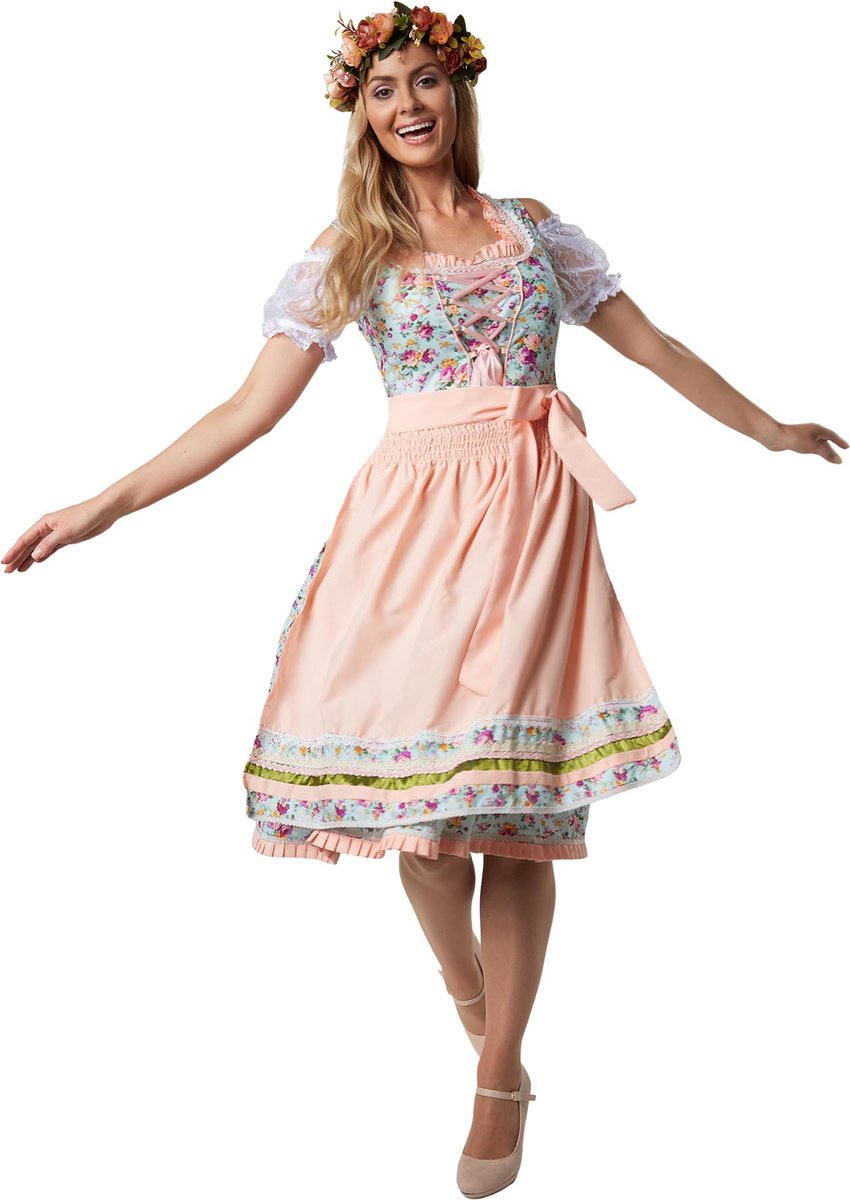 dressforfun - Midi-Dirndl Erding model 2 L - verkleedkleding kostuum halloween verkleden feestkleding carnavalskleding carnaval feestkledij partykleding - 304637