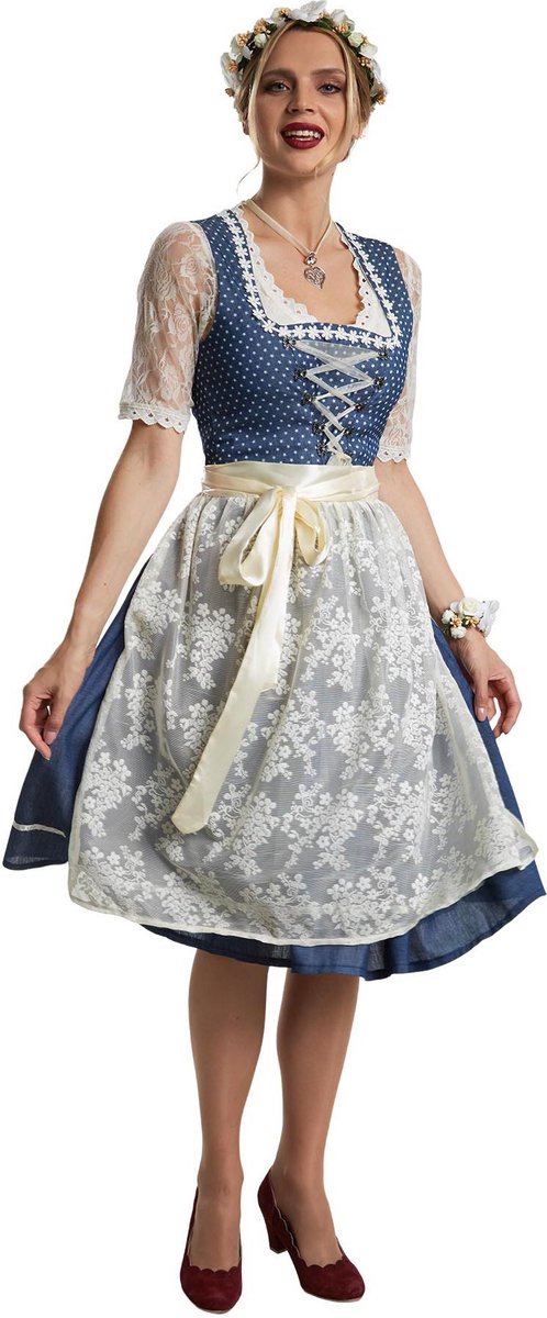 dressforfun - Midi-Dirndl Kleinwalsertal model 2 M - verkleedkleding kostuum halloween verkleden feestkleding carnavalskleding carnaval feestkledij partykleding - 304641