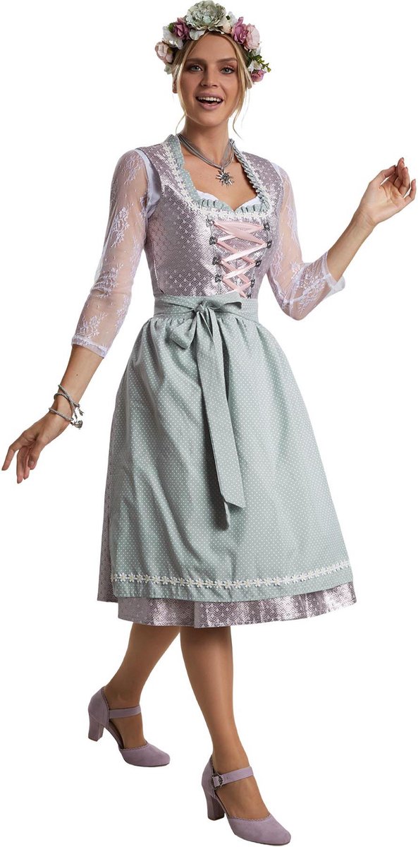 dressforfun - Midi-Dirndl Oberammergau model 2 L - verkleedkleding kostuum halloween verkleden feestkleding carnavalskleding carnaval feestkledij partykleding - 304627