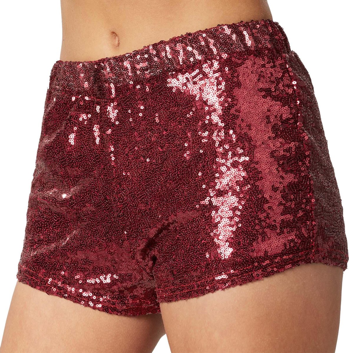 dressforfun - Pailletten-short bordeaux S - verkleedkleding kostuum halloween verkleden feestkleding carnavalskleding carnaval feestkledij partykleding - 303906