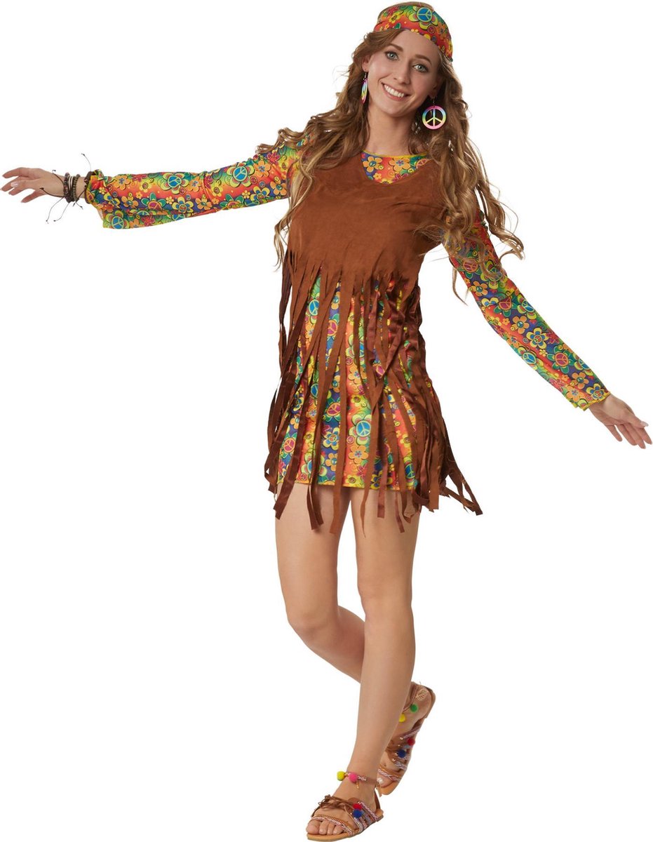 dressforfun - Rebelse Hippie Squaw L - verkleedkleding kostuum halloween verkleden feestkleding carnavalskleding carnaval feestkledij partykleding - 302625