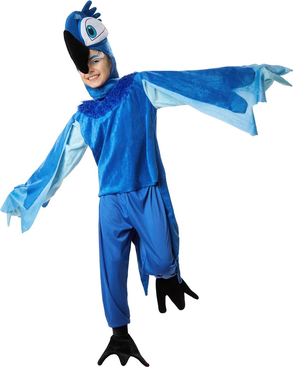 dressforfun - Schattige blauwe ara 152 (11-12y) - verkleedkleding kostuum halloween verkleden feestkleding carnavalskleding carnaval feestkledij partykleding - 302477