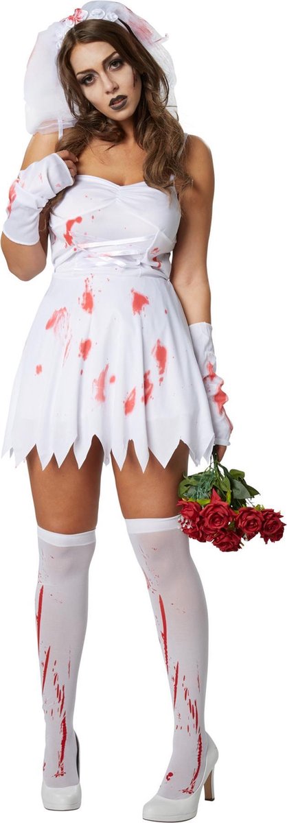 dressforfun - Sexy griezelbruid L - verkleedkleding kostuum halloween verkleden feestkleding carnavalskleding carnaval feestkledij partykleding - 302247