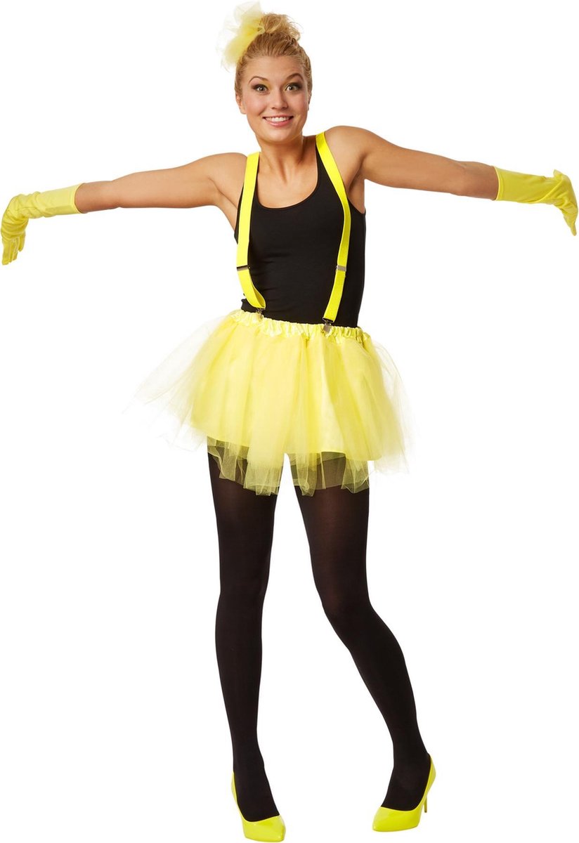 dressforfun - Tutu tulerok met bretels geel XXL - verkleedkleding kostuum halloween verkleden feestkleding carnavalskleding carnaval feestkledij partykleding - 301974