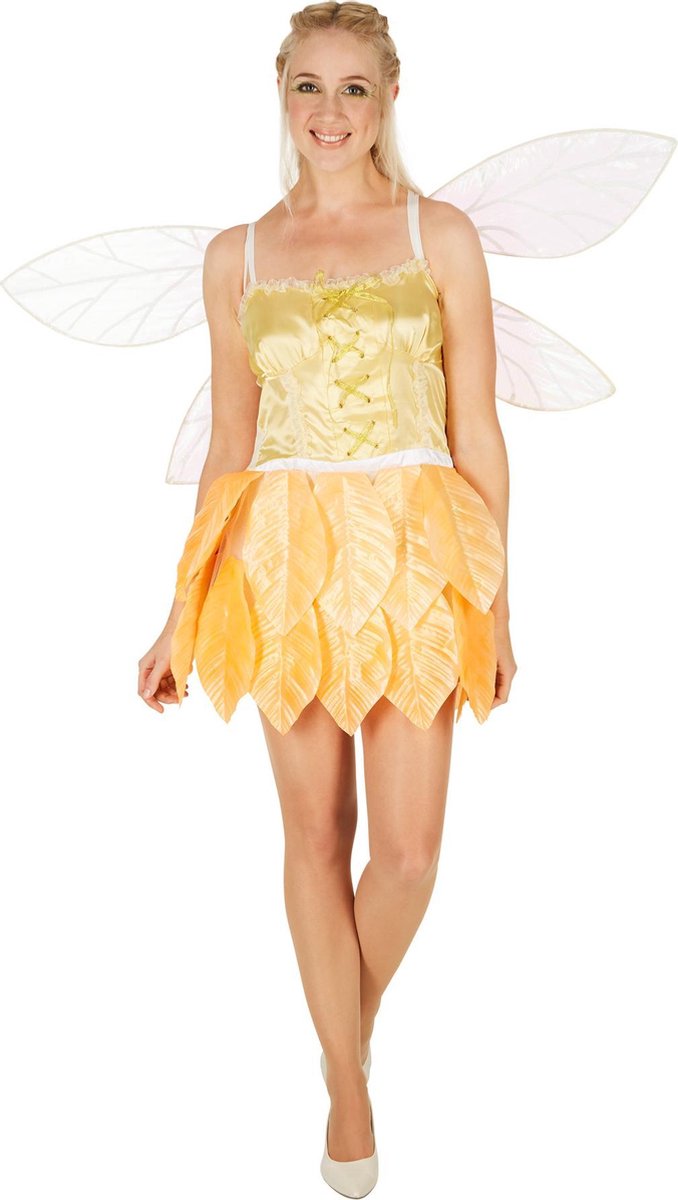 dressforfun - Vrouwenkostuum bladerfee gouden bloem L - verkleedkleding kostuum halloween verkleden feestkleding carnavalskleding carnaval feestkledij partykleding - 301157