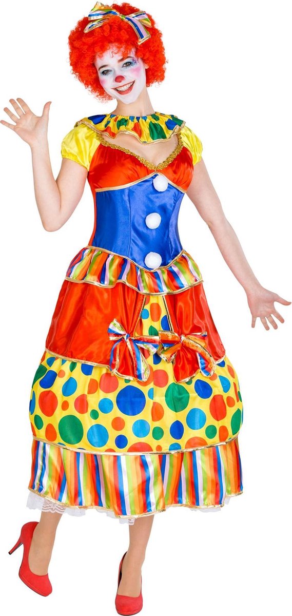 dressforfun - Vrouwenkostuum clown Fridoline XXL - verkleedkleding kostuum halloween verkleden feestkleding carnavalskleding carnaval feestkledij partykleding - 300781