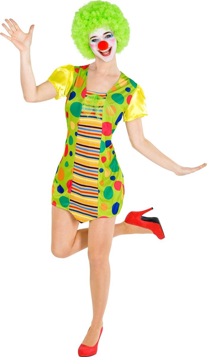 dressforfun - Vrouwenkostuum clown Jekaterina XL - verkleedkleding kostuum halloween verkleden feestkleding carnavalskleding carnaval feestkledij partykleding - 300826