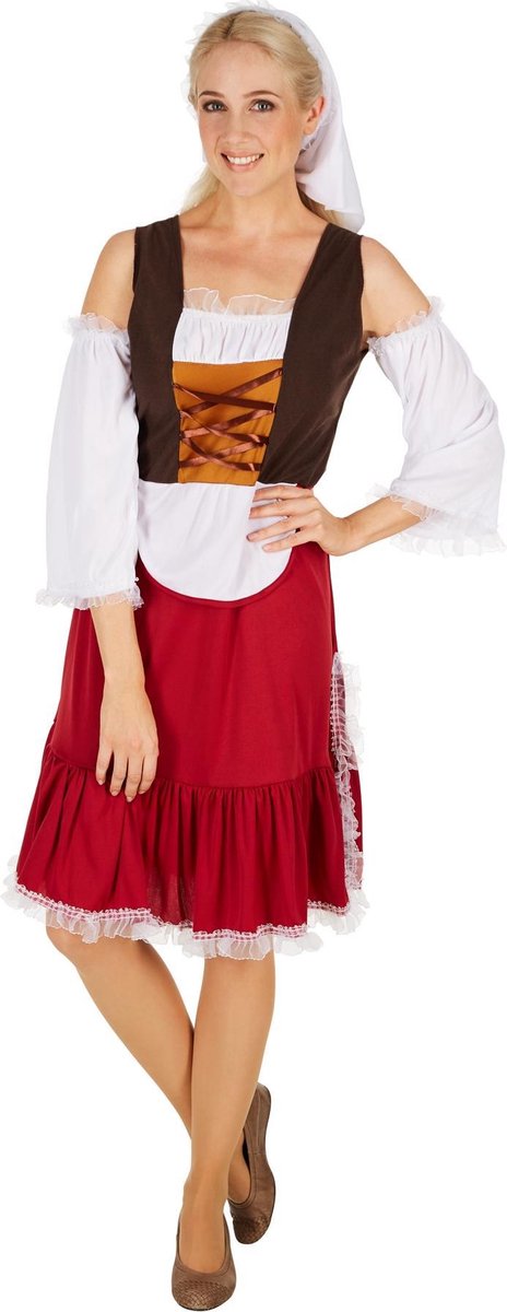 dressforfun - Vrouwenkostuum middeleeuwen meid S - verkleedkleding kostuum halloween verkleden feestkleding carnavalskleding carnaval feestkledij partykleding - 301190