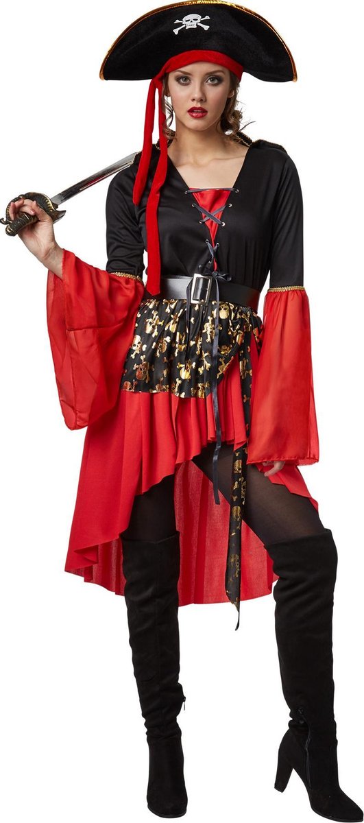 dressforfun - Vrouwenkostuum piratenkoningin XL - verkleedkleding kostuum halloween verkleden feestkleding carnavalskleding carnaval feestkledij partykleding - 301777