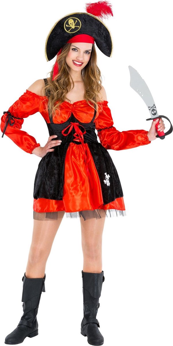 dressforfun - Vrouwenkostuum piratenvrouw Mia Laarsriem S - verkleedkleding kostuum halloween verkleden feestkleding carnavalskleding carnaval feestkledij partykleding - 300762