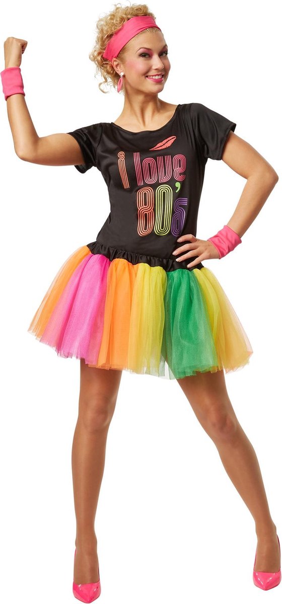 dressforfun - Vrouwenkostuum popsterretje uit de jaren 80 M - verkleedkleding kostuum halloween verkleden feestkleding carnavalskleding carnaval feestkledij partykleding - 301673