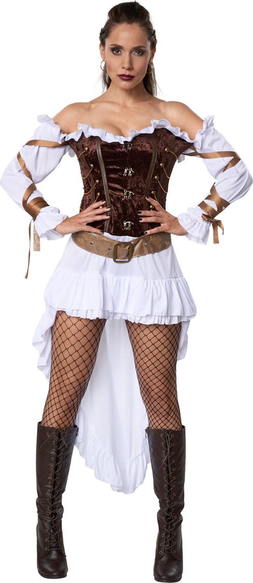 dressforfun - Woman-steampunk paleiswachtster M - verkleedkleding kostuum halloween verkleden feestkleding carnavalskleding carnaval feestkledij partykleding - 302316