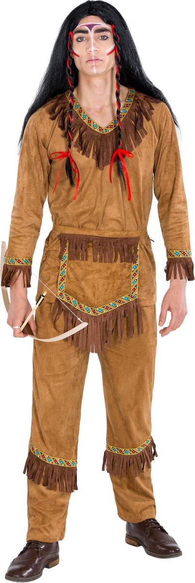 dressforfun - herenkostuum indiaan opperhoofd grote vos S - verkleedkleding kostuum halloween verkleden feestkleding carnavalskleding carnaval feestkledij partykleding - 300554