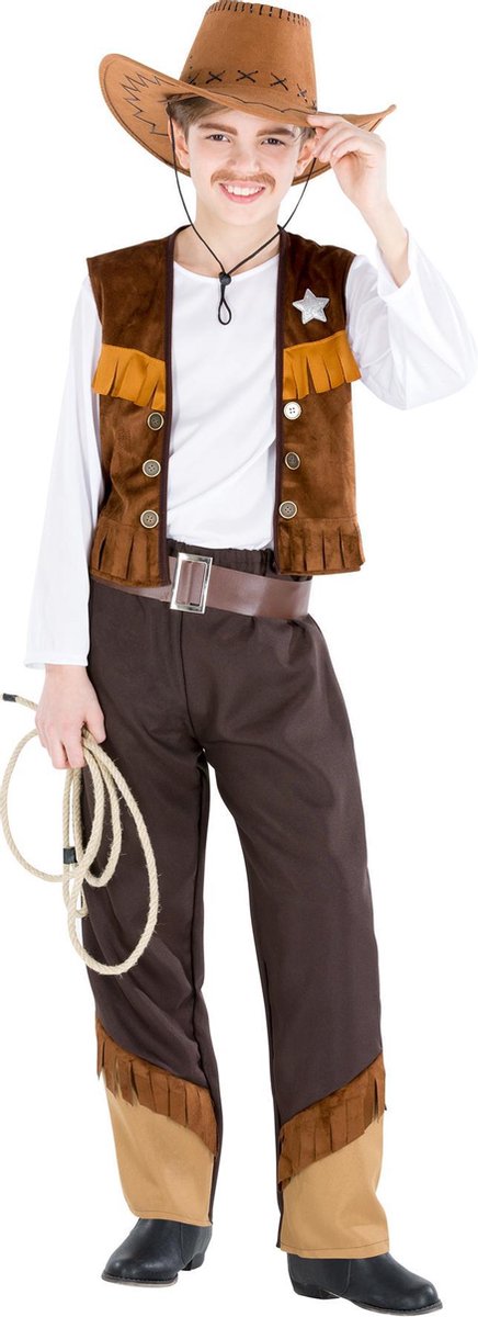 dressforfun - jongenskostuum cowboy Luke 140 (10-12y) - verkleedkleding kostuum halloween verkleden feestkleding carnavalskleding carnaval feestkledij partykleding - 300619