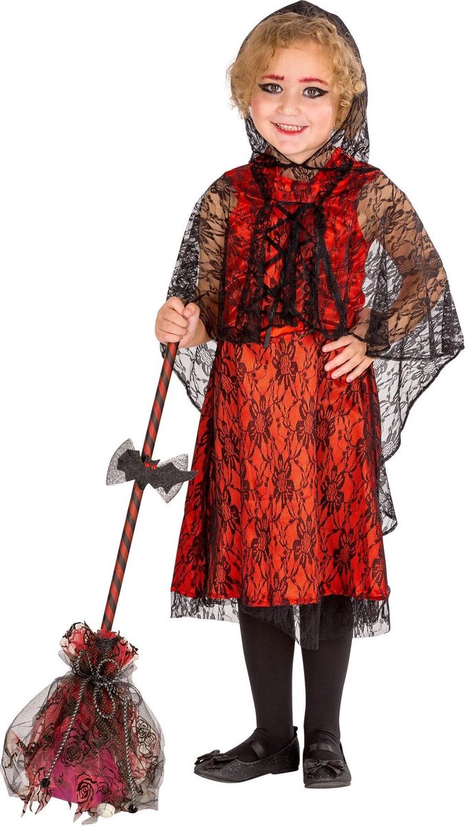 dressforfun - meisjeskostuum Vampir-Lady 128 (8-10y) - verkleedkleding kostuum halloween verkleden feestkleding carnavalskleding carnaval feestkledij partykleding - 300047