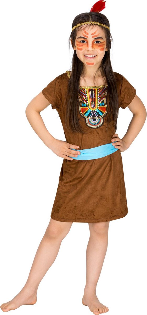 dressforfun - meisjeskostuum indianenmeisje kleine vrouwtjesvos 140 (10-12y) - verkleedkleding kostuum halloween verkleden feestkleding carnavalskleding carnaval feestkledij partykleding - 300611