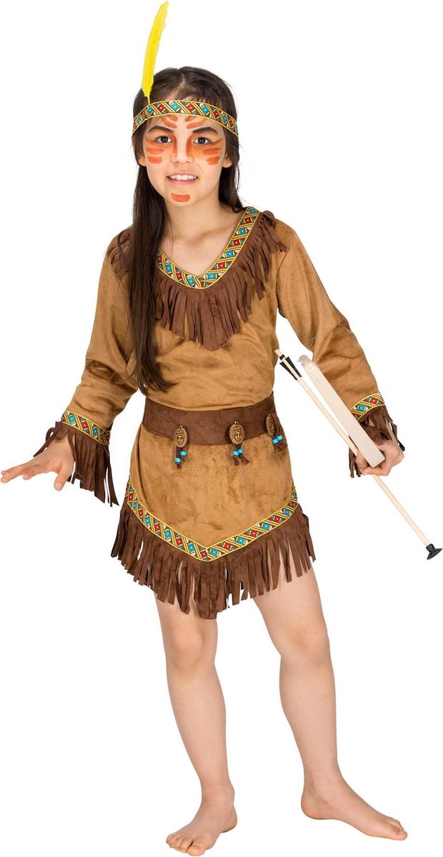 dressforfun - meisjeskostuum indianenvrouw Shania 116 (5-7y) - verkleedkleding kostuum halloween verkleden feestkleding carnavalskleding carnaval feestkledij partykleding - 300525