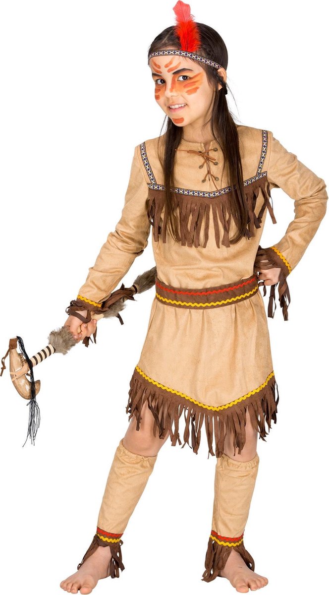 dressforfun - meisjeskostuum indianenvrouw vlugge otter 116 (5-7y) - verkleedkleding kostuum halloween verkleden feestkleding carnavalskleding carnaval feestkledij partykleding - 300656