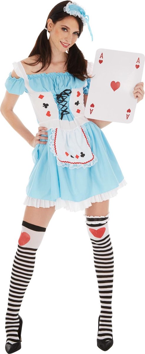 dressforfun - vrouwenkostuum sexy speelkaarten dame L - verkleedkleding kostuum halloween verkleden feestkleding carnavalskleding carnaval feestkledij partykleding - 301047