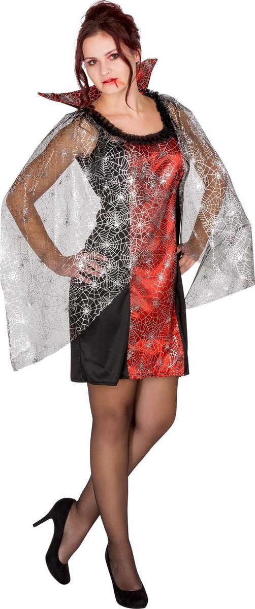 dressforfun - vrouwenkostuum sexy vampierenkleed spinnenweb L - verkleedkleding kostuum halloween verkleden feestkleding carnavalskleding carnaval feestkledij partykleding - 300076