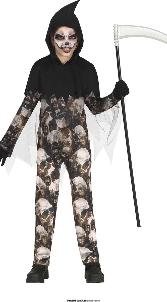 Halloween Kinder Verkleed Jumpsuit Skulls Maat 104-116