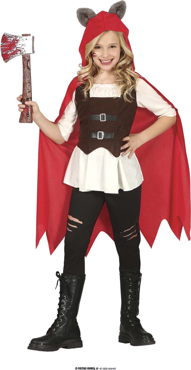 Halloween Kinder Verkleedpakje LITTLE WOLF RED RIDING HOOD Maat 142-148