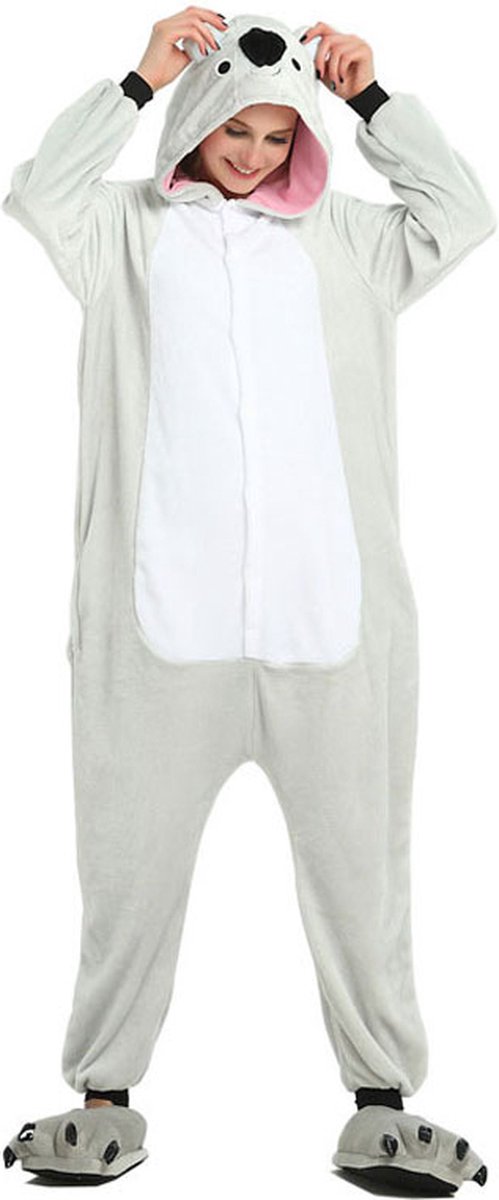 Koala Onesie Pak Kostuum Outfit Huispak Jumpsuit Verkleedpak - Verkleedkleding - Halloween & Carnaval - SnugSquad - Kinderen & Volwassenen - Unisex - Maat S voor Lichaamslengte (146 - 159 cm)