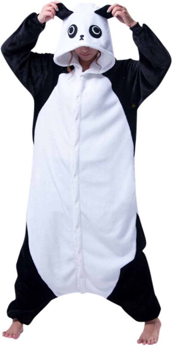 Panda Onesie Pak Kostuum Outfit Huispak Jumpsuit Verkleedpak - Verkleedkleding - Halloween & Carnaval - SnugSquad - Kinderen & Volwassenen - Unisex - Maat S voor Lichaamslengte (146 - 159 cm)