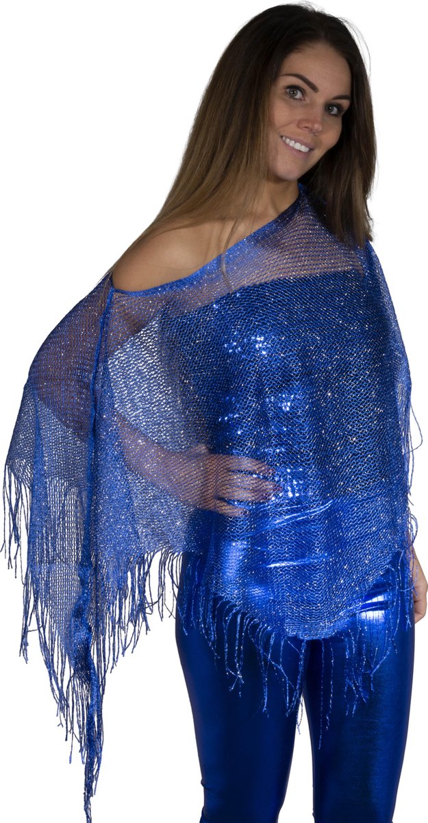 Poncho - Kobalt blauw met glitters - Festival - Hippie - Ibiza