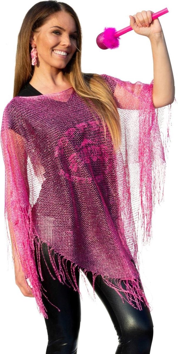 Poncho - Pink met glitters - Festival - Hippie - Ibiza