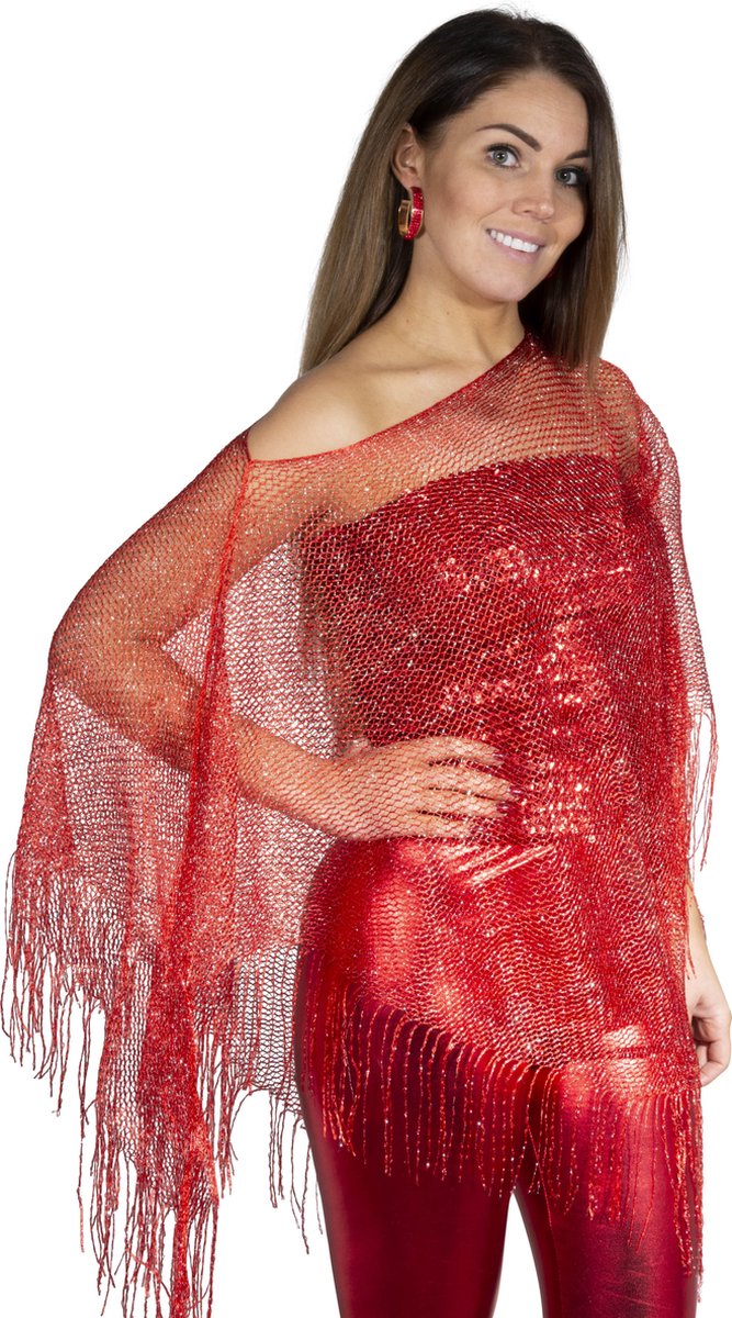 Poncho - Rood - Festival - Hippie - Ibiza