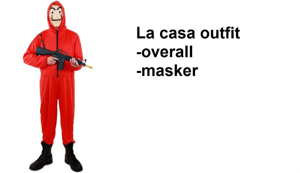 Rode Overall outfit met masker S/M - La casa de papel festival Halloween thema feest festival film