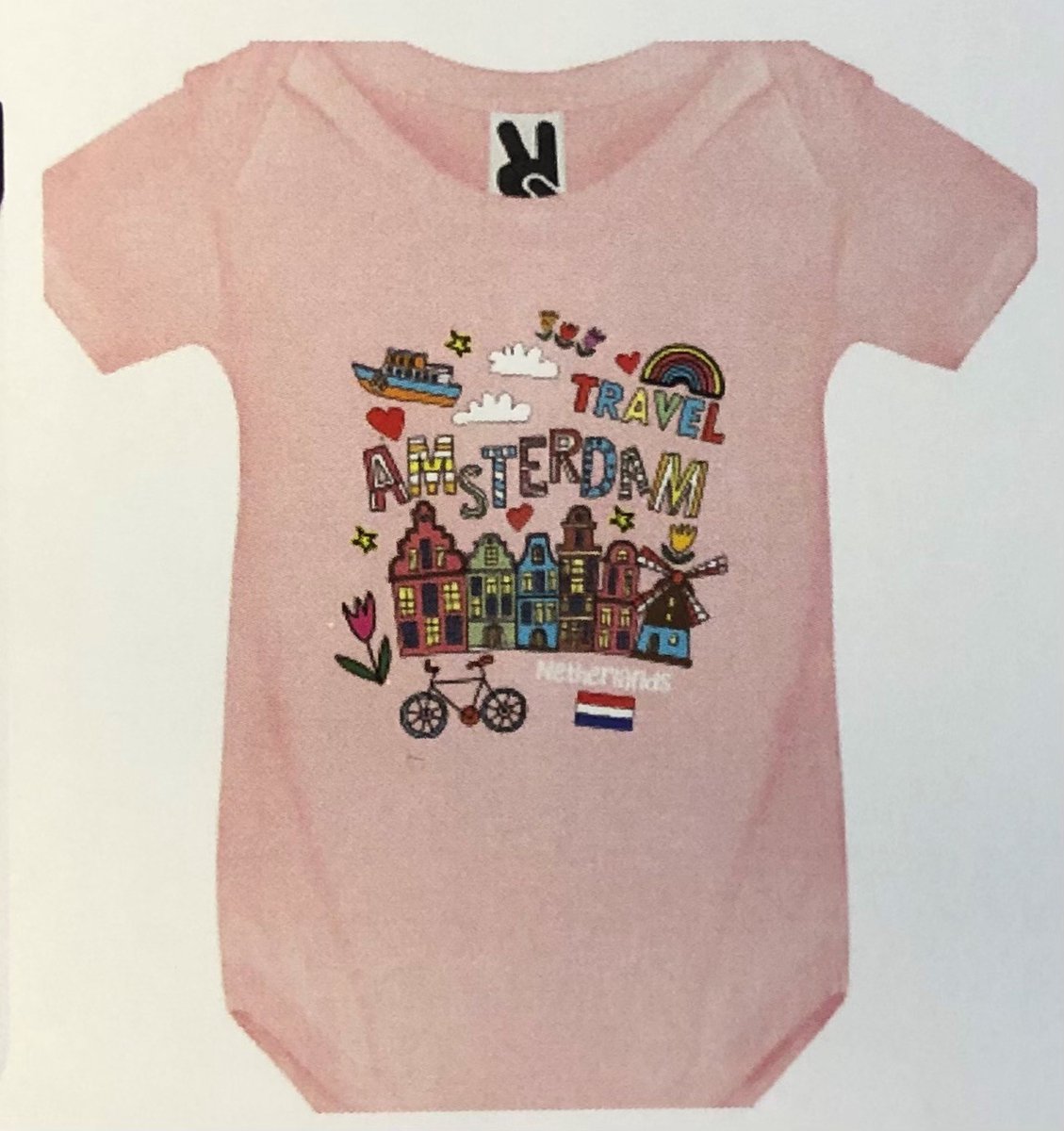 Romper roze Amsterdam travel baby's | Maat 68